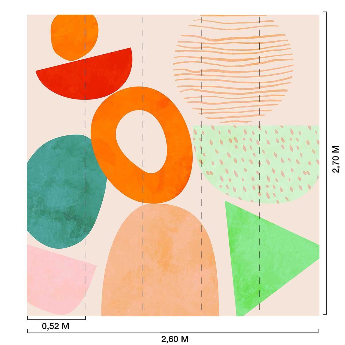 Papier peint jeu de formes roses intissé, HEXOA