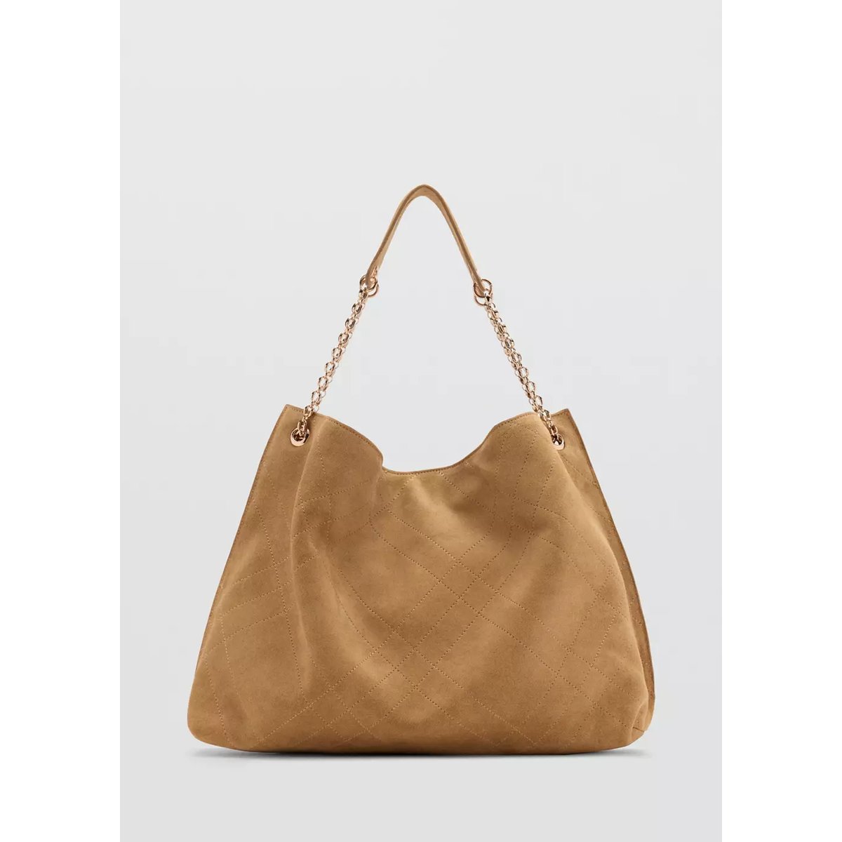 Sac porté épaule en daim marron moyen, MANGO