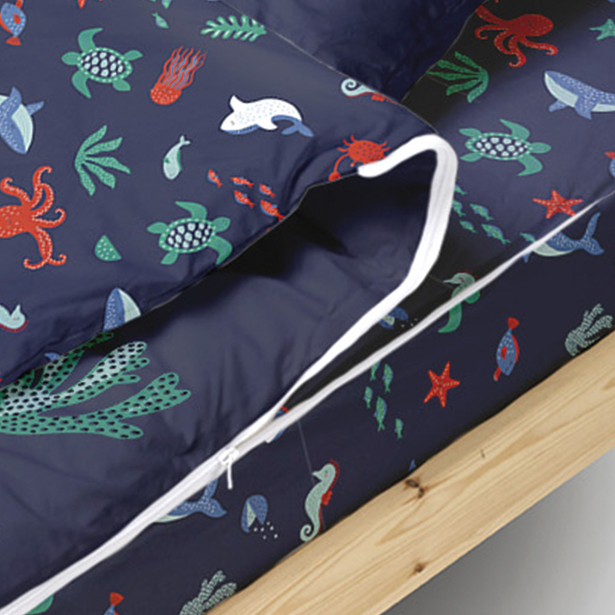 Caradou® sans couette Océan Parure de lit enfant bleu, BLEU CALIN