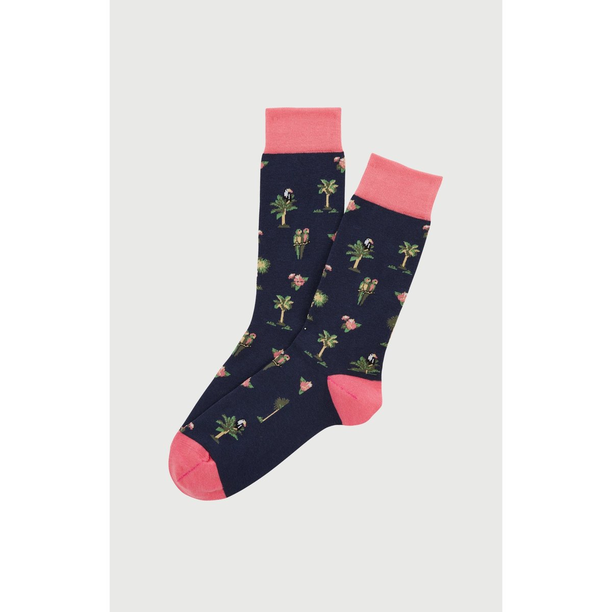 Chaussettes en coton imprimé Perroquet Marine marine, ARTHUR