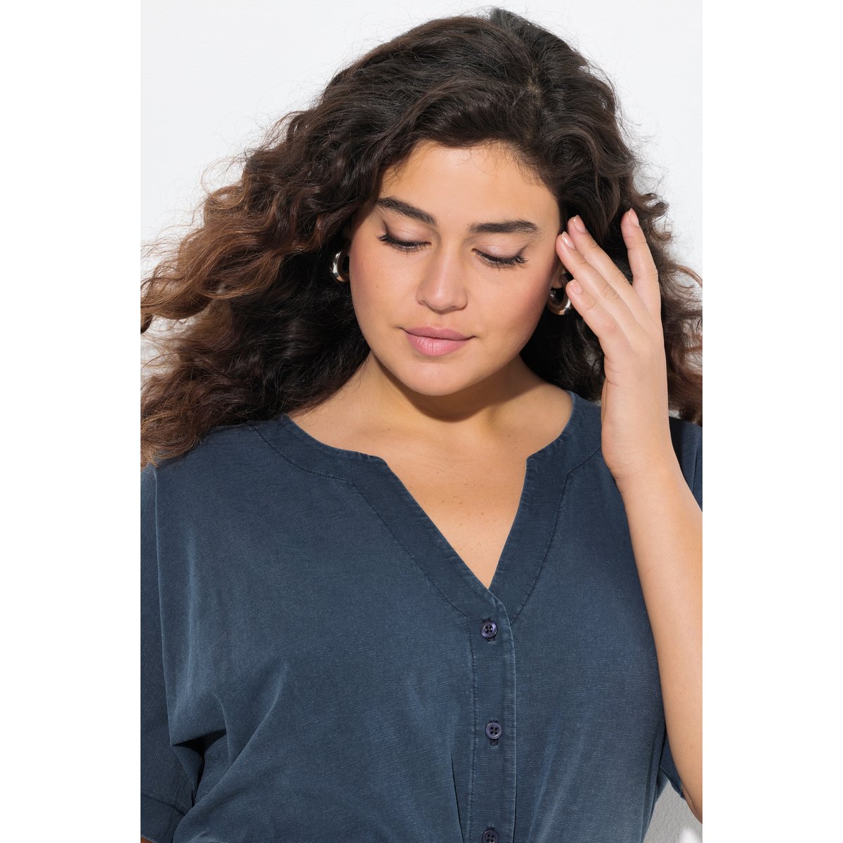 Robe en jersey. Col tunisien et marine, ULLA POPKEN