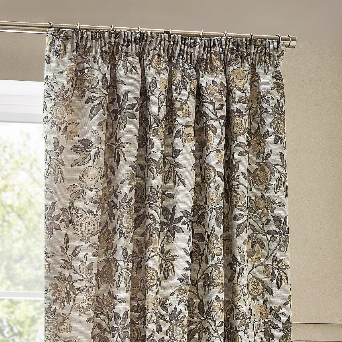 Pomegranate Jacquard Pencil Pleat Curtains natural, WYLDER