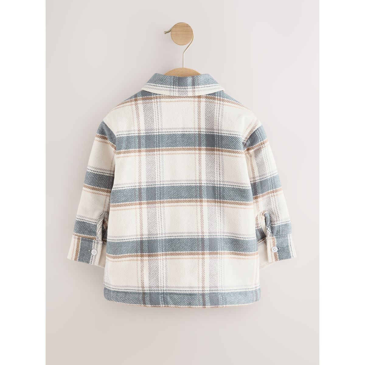 Veste-chemise avec doublure en peau lainée fermeture éclair à carreaux bleus/écrus, NEXT