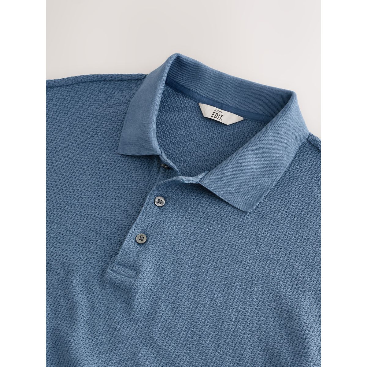 Polo texturé à manches longues edit bleu, NEXT
