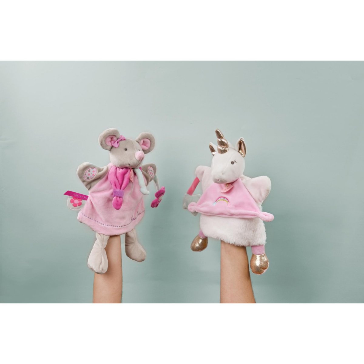 Doudou marionnette Souris Pearly rose, DOUDOU ET COMPAGNIE