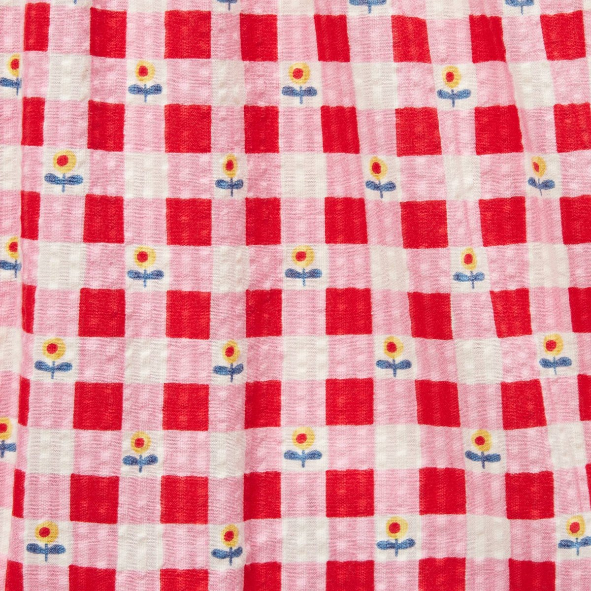 Short imprimé à volants rouge, MONOPRIX