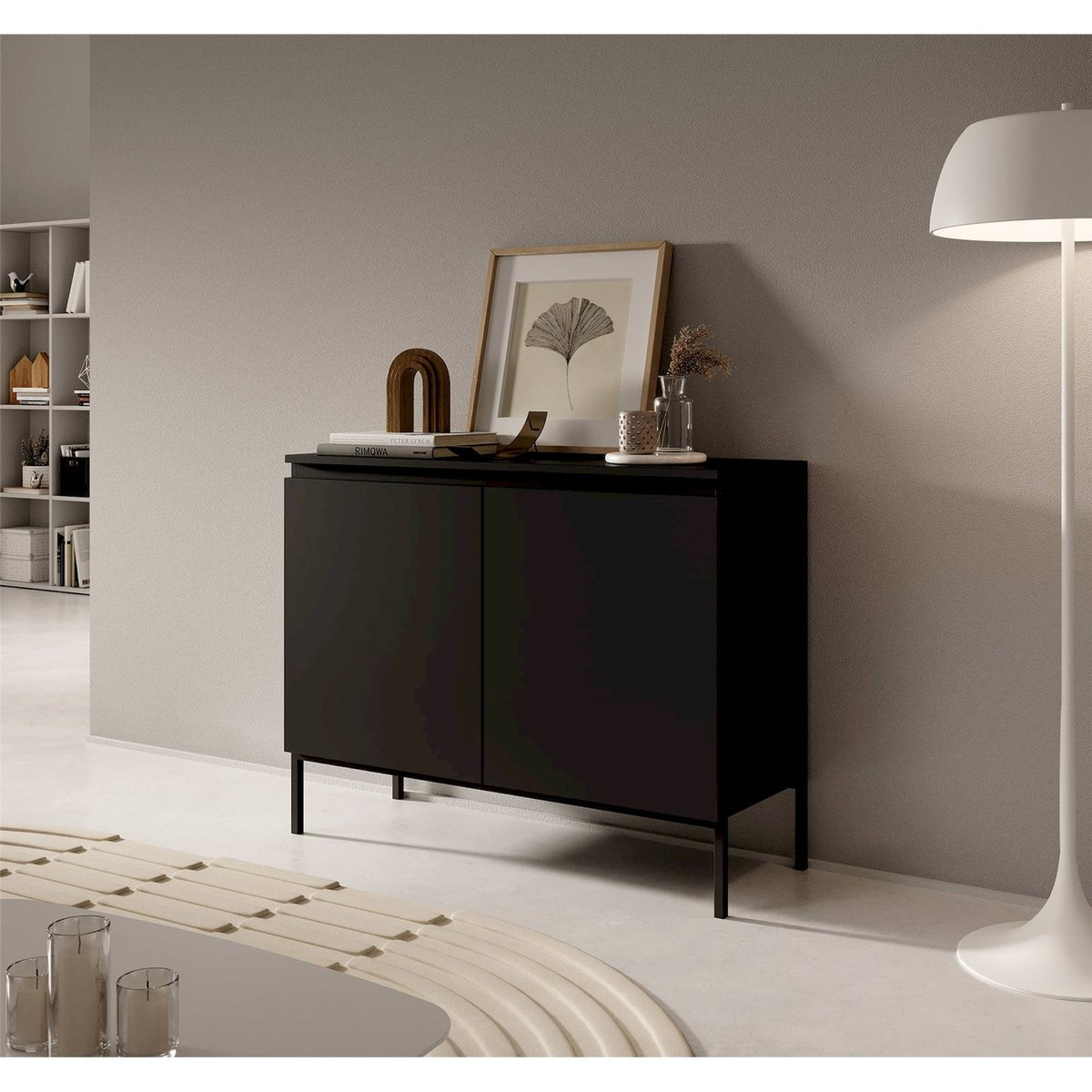 Buffet 2 portes design métal BEMMI noir, RECOLLECTION