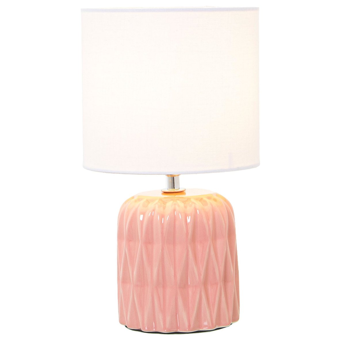 Lampe à poser en céramique rose et abat-jour beige 17x17x30cm rose, WADIGA