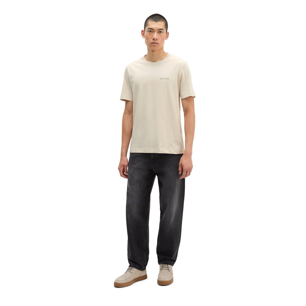 T-shirt regular en coton bio régénéré gris, MARC O'POLO