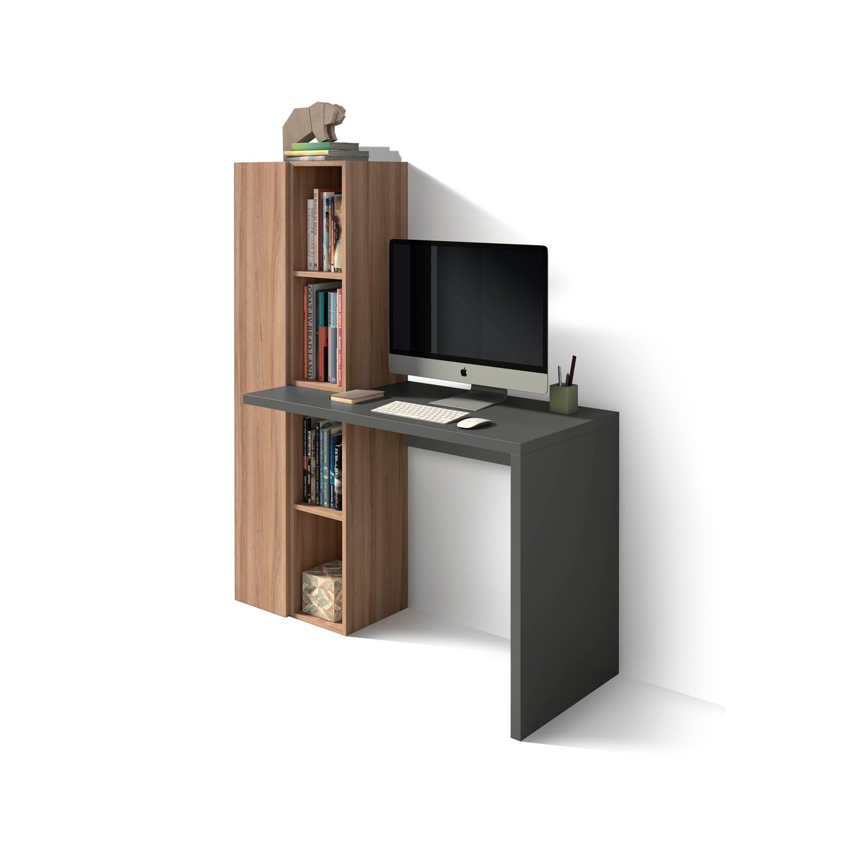 Bureau en placard, LONDRES graphite-noyer, HERDASA