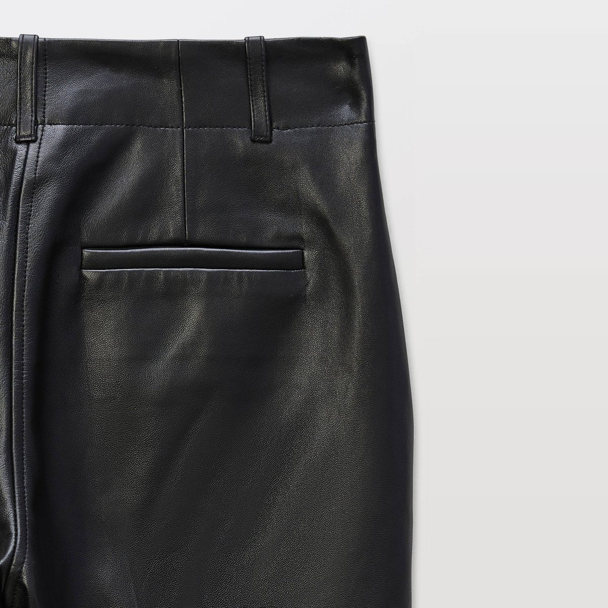 Pantalon large taille haute en cuir noir, MONOPRIX