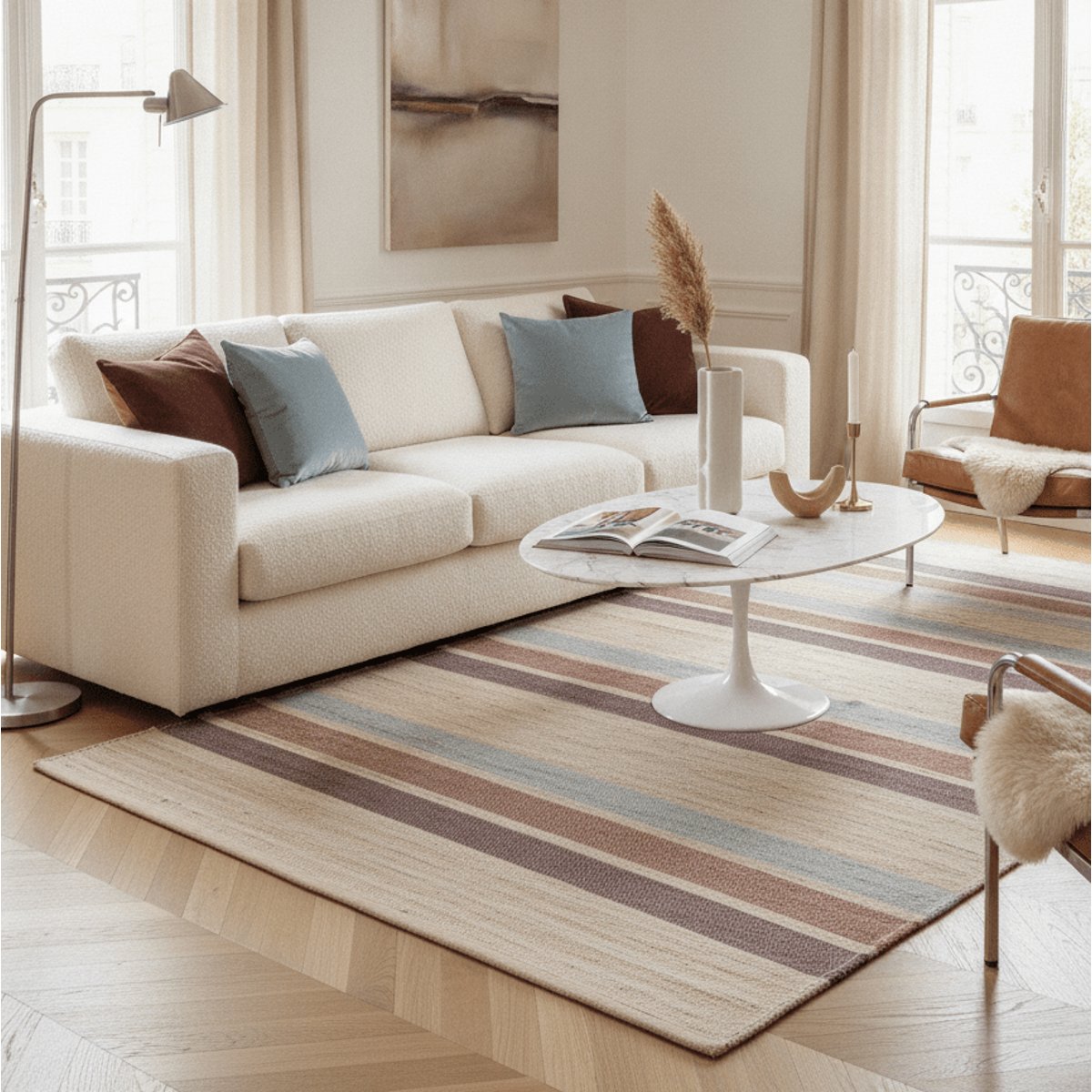 Tapis design en jute tissé main GARRIGUE palette colorée, AFK LIVING