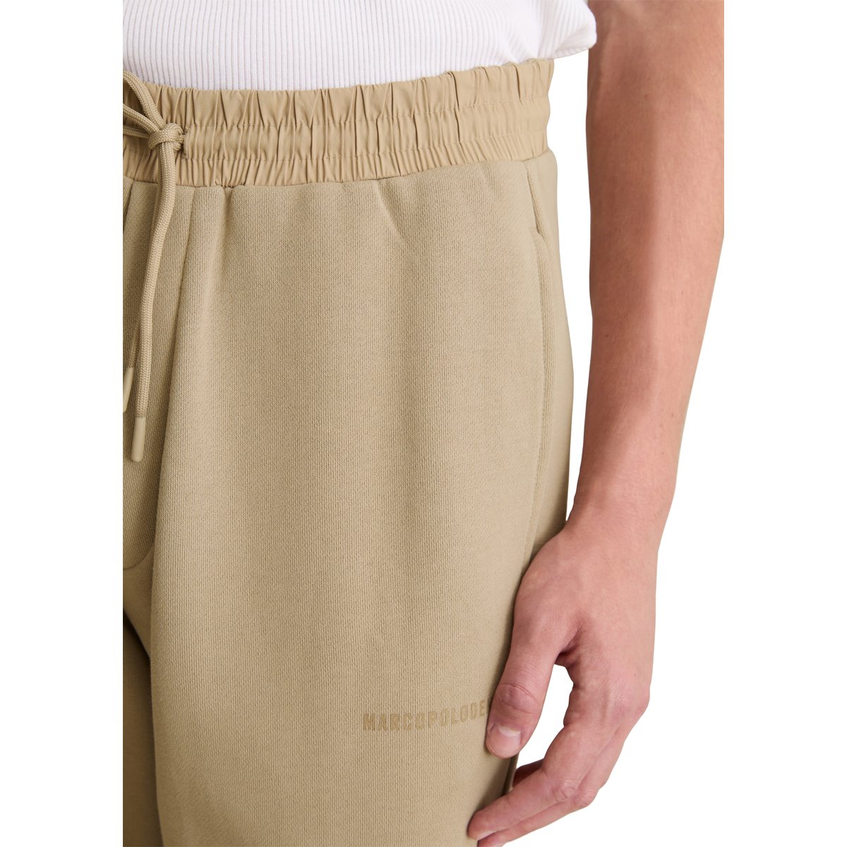 Pantalon sweat relaxed en pur coton bio beige, MARC O’POLO DENIM