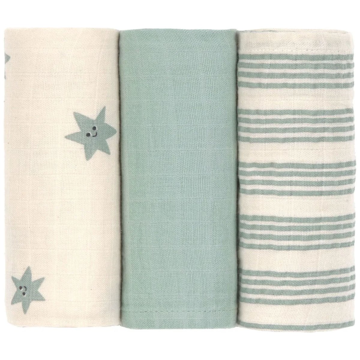 Lot de 3 langes vert, blanc, LASSIG