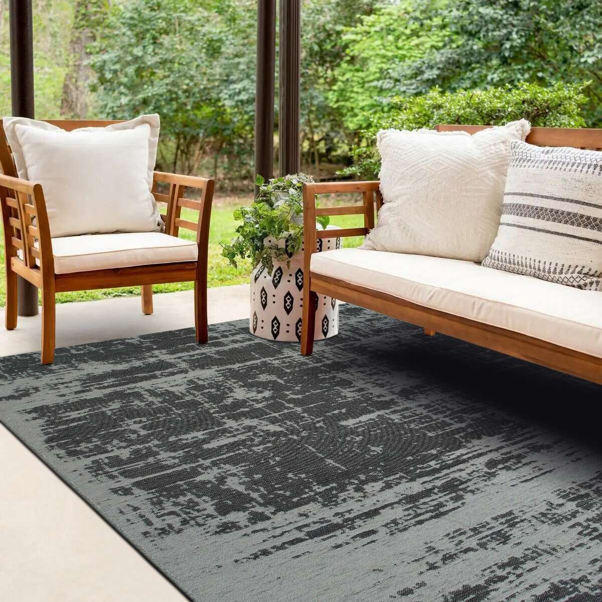 Tapis salon abstrait moderne TAPISSERIE taupe, THE DECO FACTORY