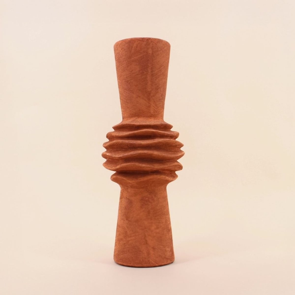 Vase en grès effet pierre, H47cm terracotta, ORNAMI