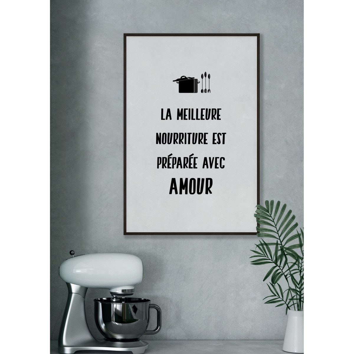 Affiche 'La meilleure nourriture...' blanc, L'AFFICHERIE