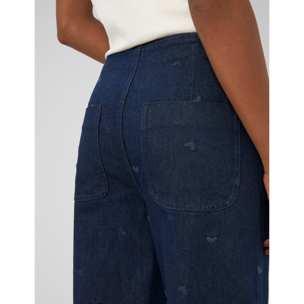Jean wide leg brodé bleu moyen, BZB