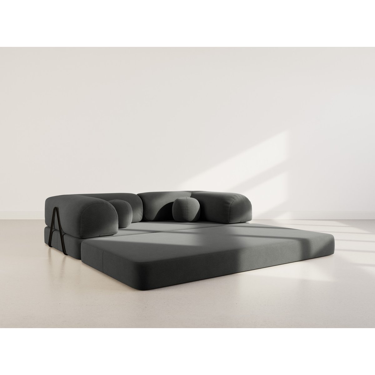 Canapé 3pl convertible en velours texturé, NEBULA gris, BEST MOBILIER