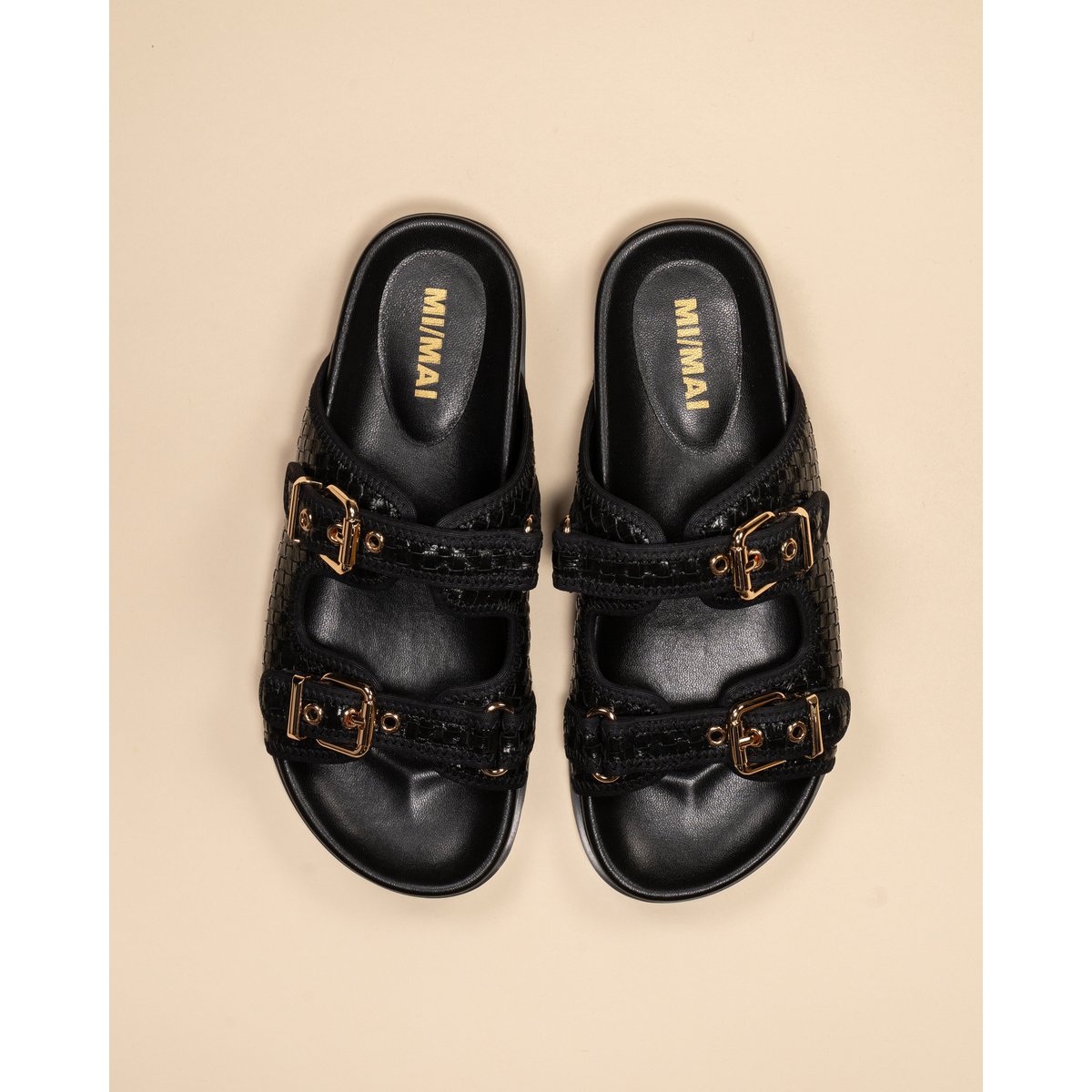 Mules à brides et boucles YAYOI noir, MI MAI