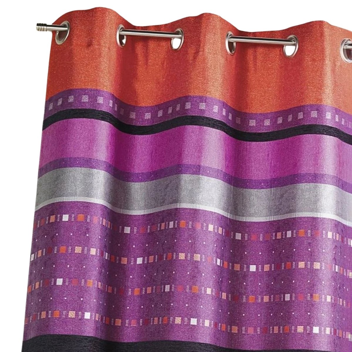 Rideau occultant jacquard à rayures horizontales graphiques prune, HOME MAISON
