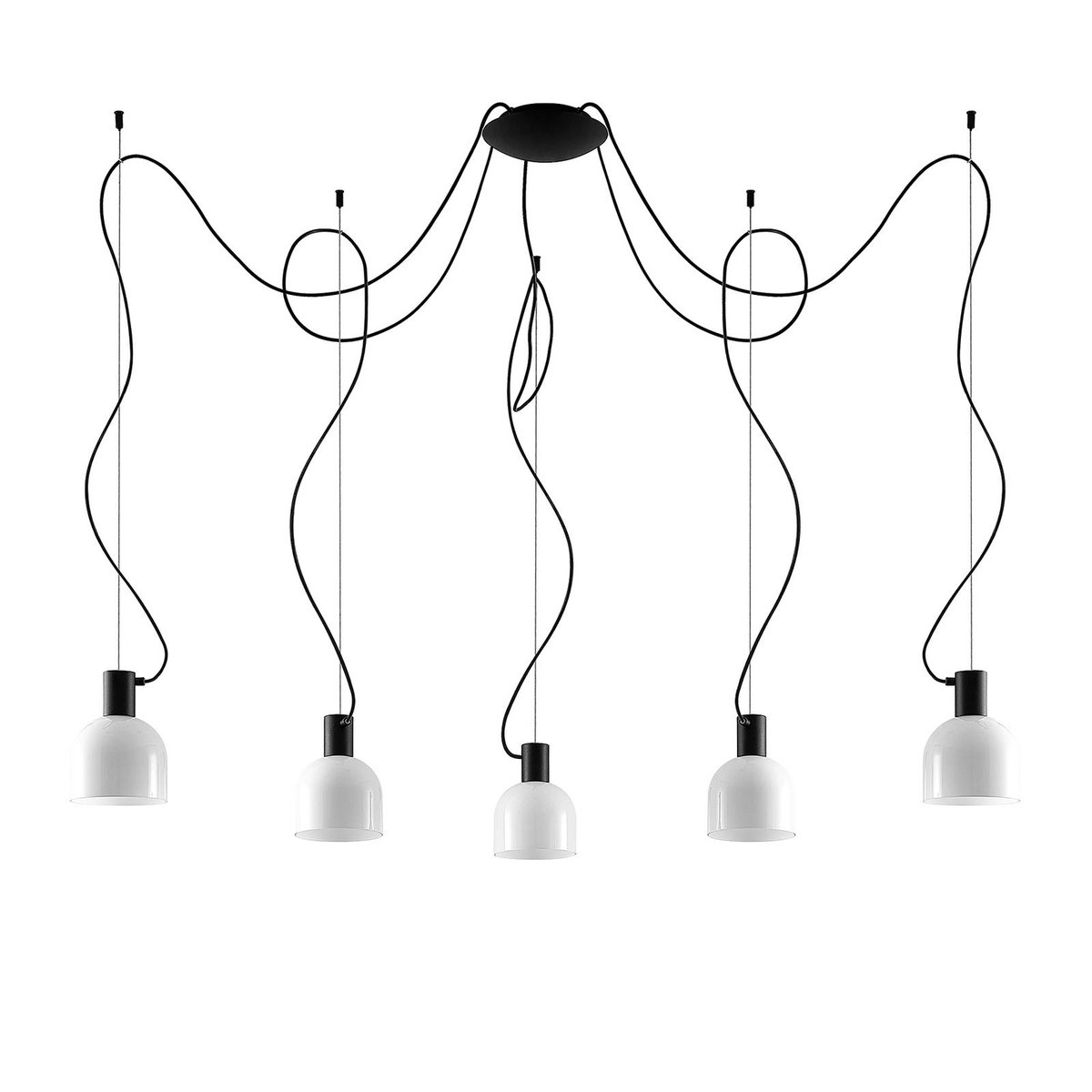 Suspension en verre moderne, Serina blanc, noir, LUCANDE