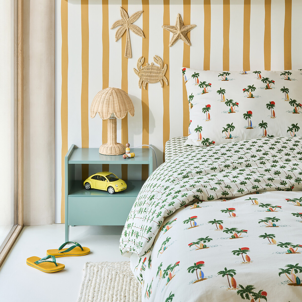 Tapahi Palm Tree Print 50% Recycled Cotton Child's Duvet Cover palm tree print, LA REDOUTE INTERIEURS