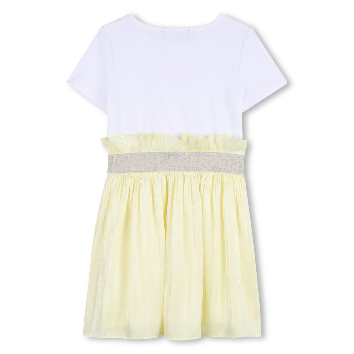 Robe manches courtes bi-matiere jaune blanc, KARL LAGERFELD KIDS