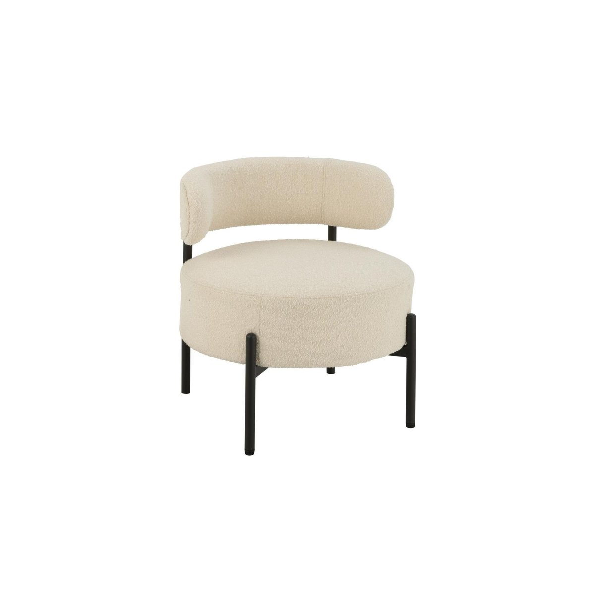 Fauteuil lounge en métal noir et bouclette - GERDA blanc, HELLIN, DEPUIS 1862