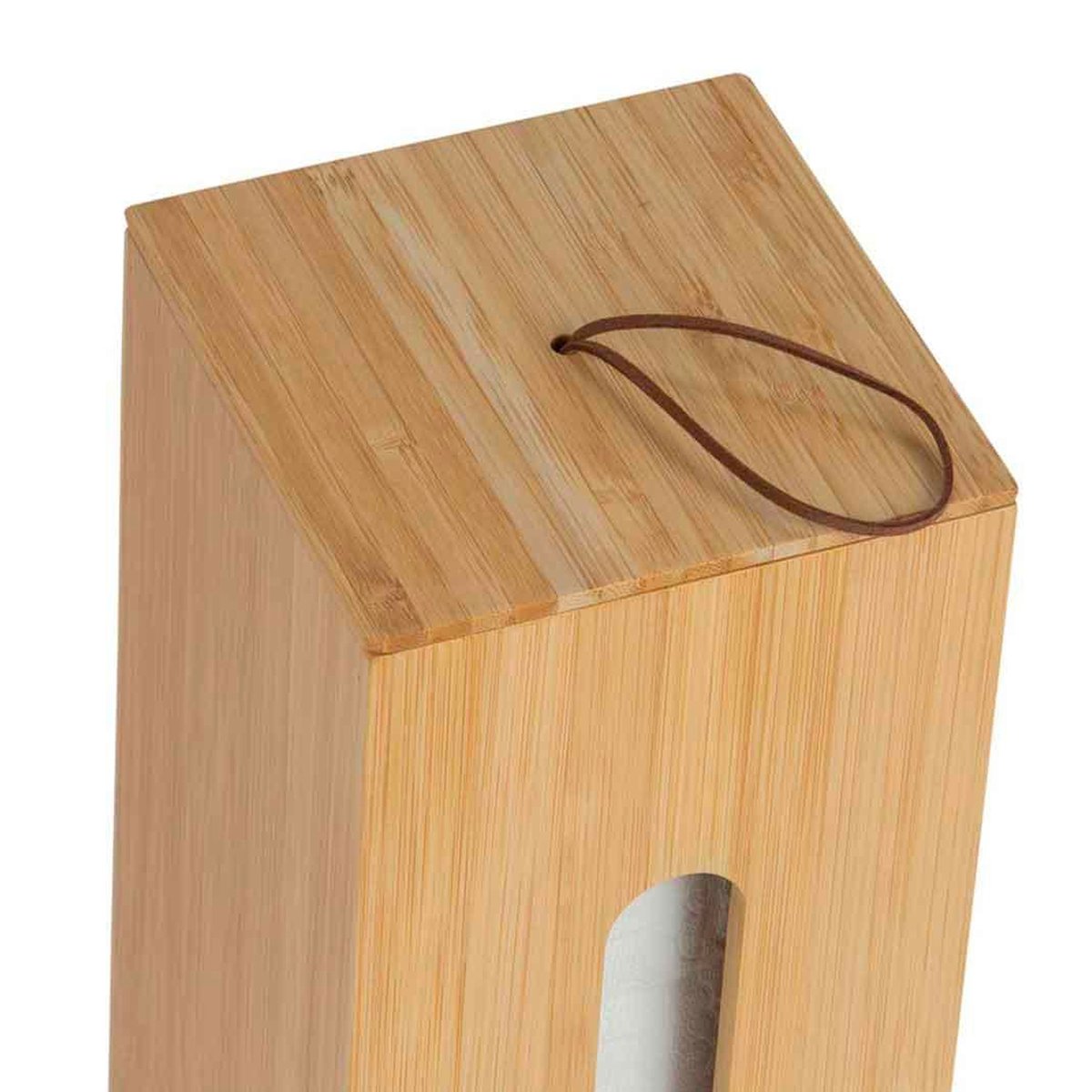 Rangement stock rouleaux papier toilette en bambou 14x14x33cm bois, WADIGA