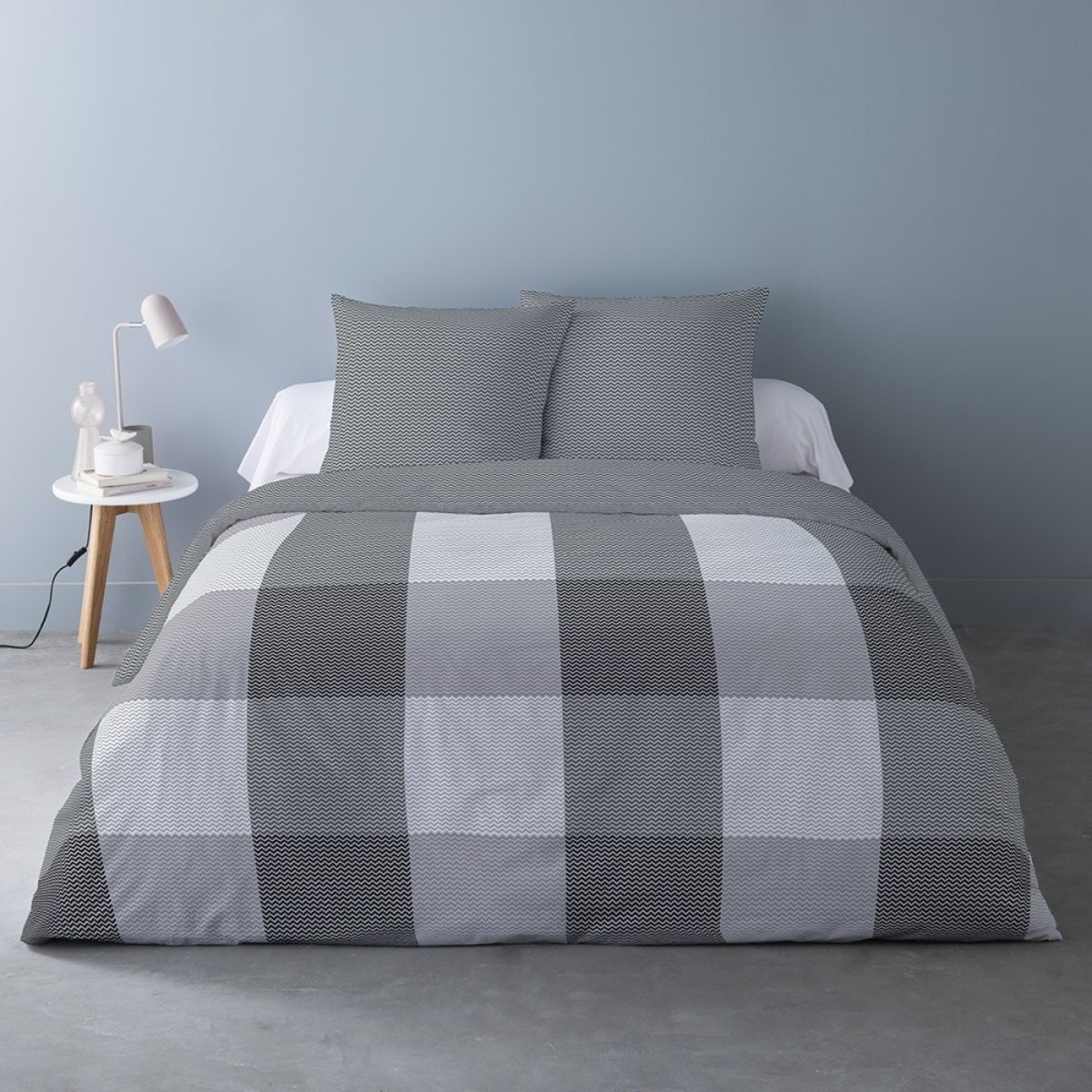 Housse de couette 260x240 Legolas + 2 taies coton flanelle gris, DECORATIE