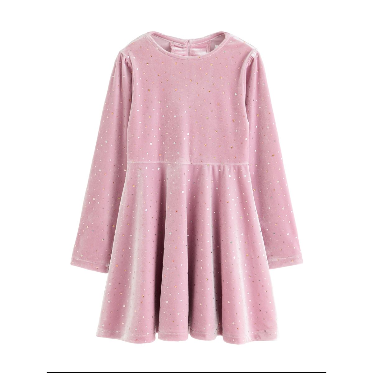 Robe scintillante en velours manches longues rose, NEXT