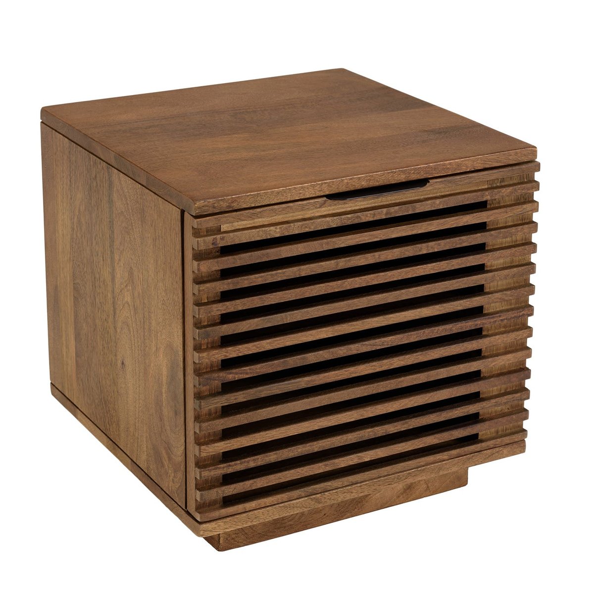 Table de nuit bois de manguier 1 grande porte ajourée KANHA bois naturel, PIER IMPORT