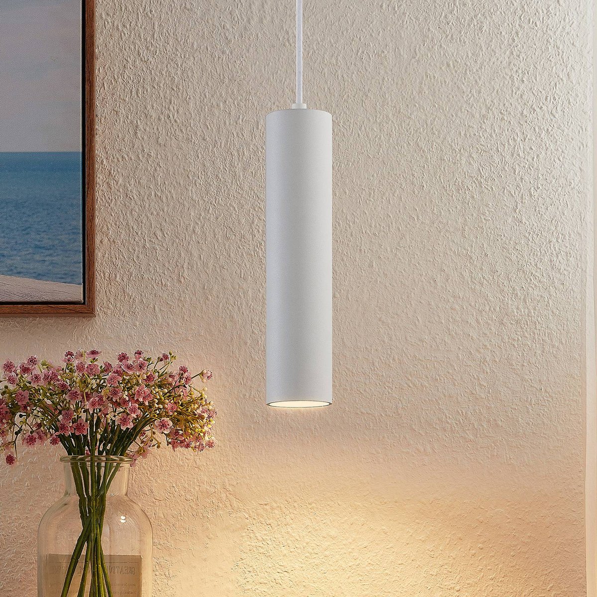 Suspension en métal moderne, Neliyah blanc sable, PRIOS