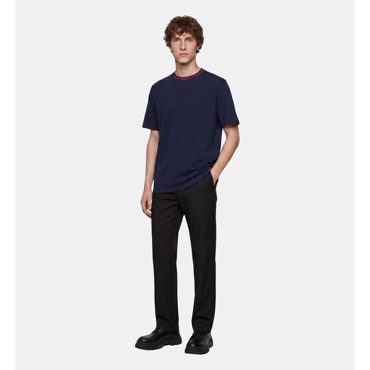 T-shirt tibbing droit coton bleu marine, GALERIES LAFAYETTE