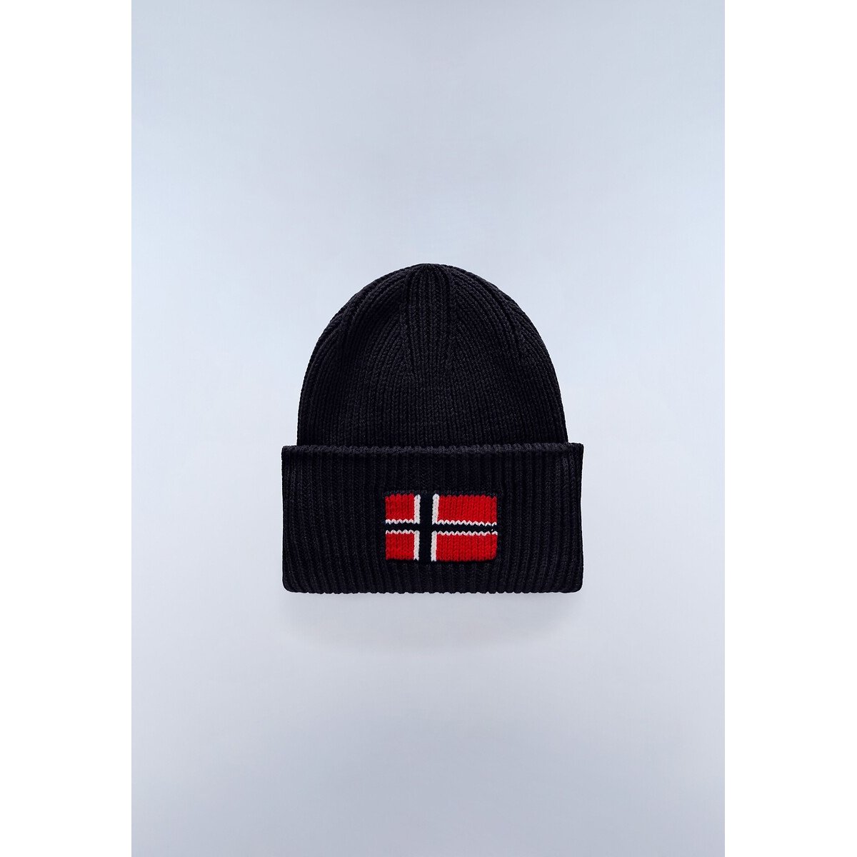 Bonnet avec logo en laine mélangée bleu marine, NAPAPIJRI