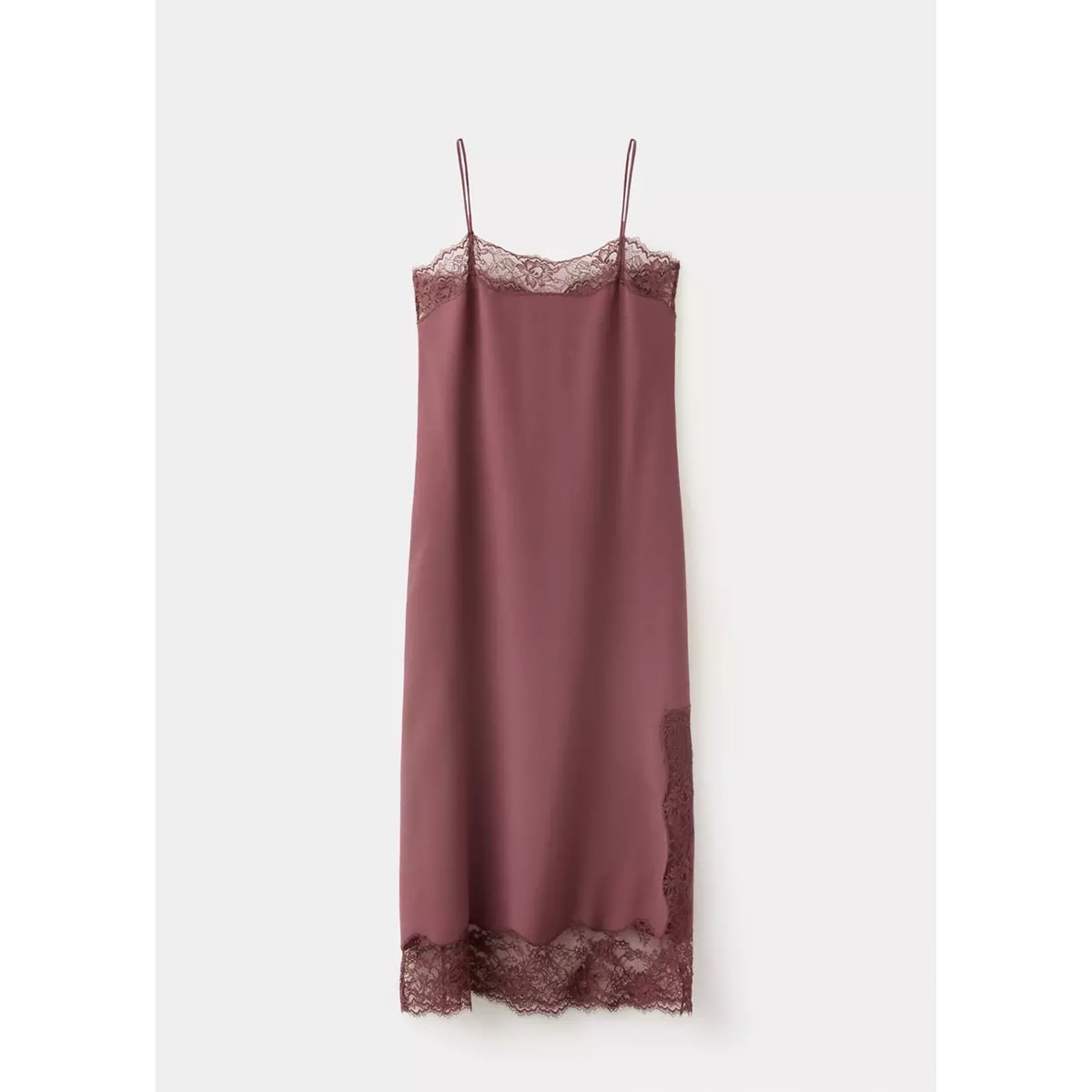 Robe lingerie en dentelle cerise, MANGO