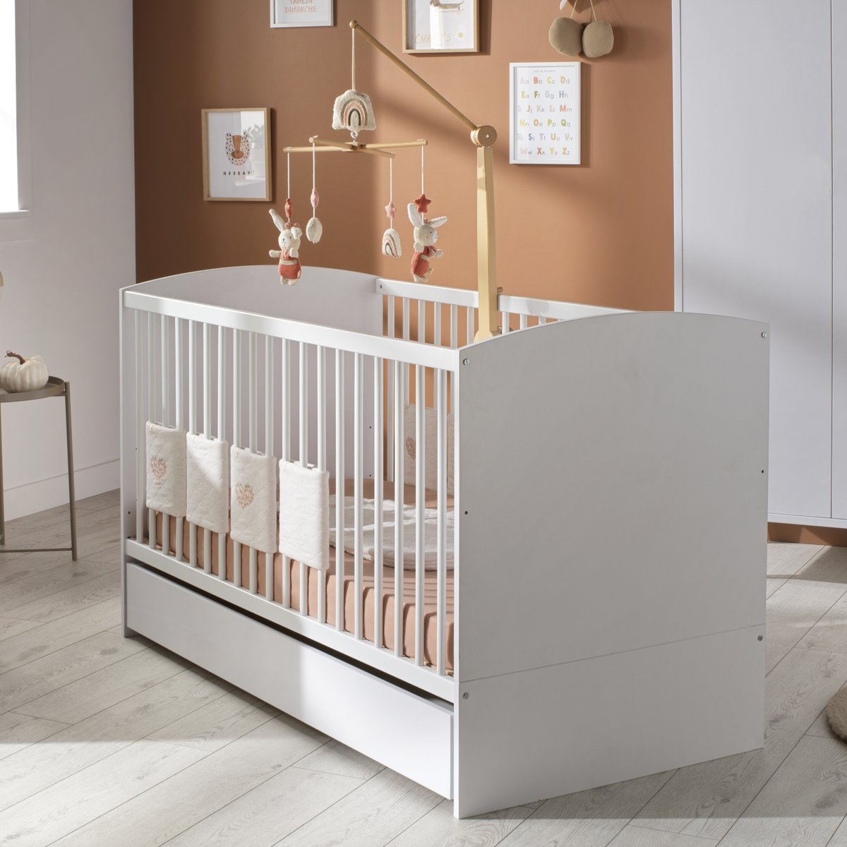 Lit évolutif 70x140 - Little Big Bed - têtes de lit panneaux blanc, SAUTHON