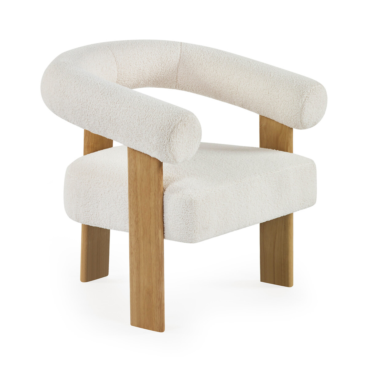Fiona Boucle & Solid Wood Legs Accent Chair ecru, SO'HOME