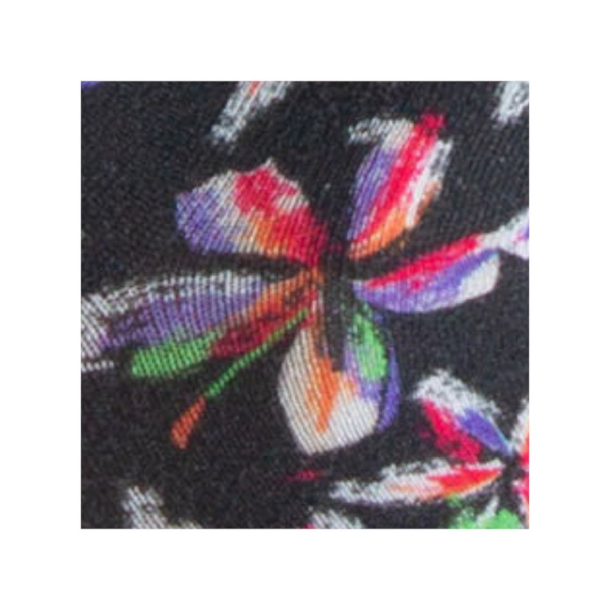 Mi-chaussettes femme imprimées fleurs viscose de bambou noir, KINDY