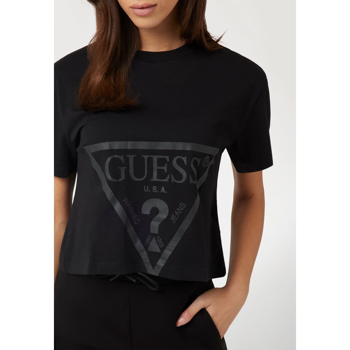 T-Shirt Logo Frontal noir, GUESS
