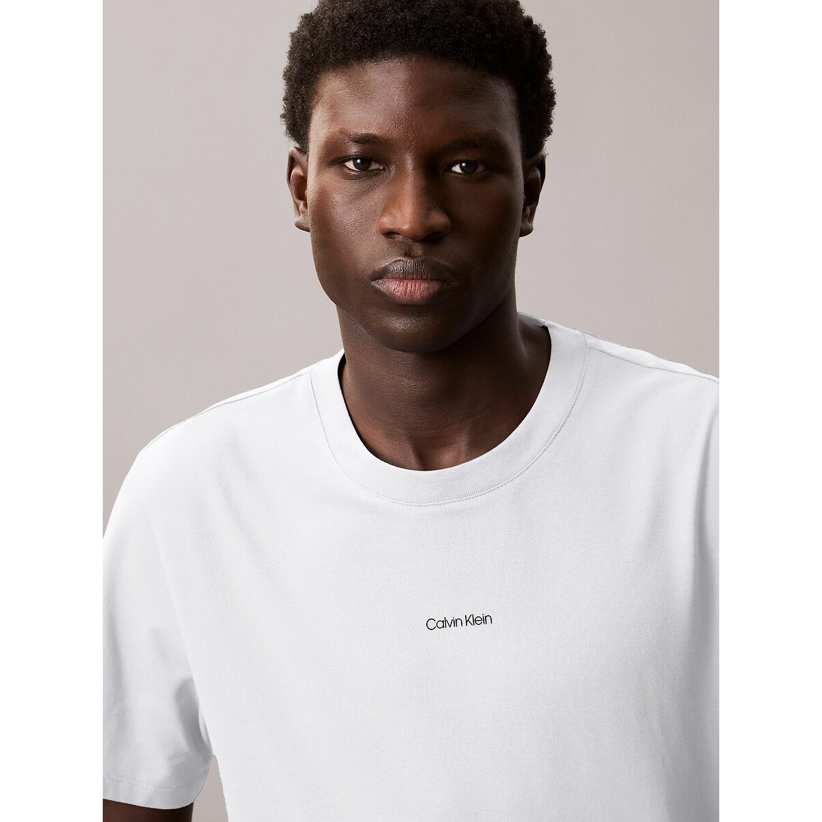 Cotton Pique Nano T-Shirt with Short Sleeves white, CALVIN KLEIN