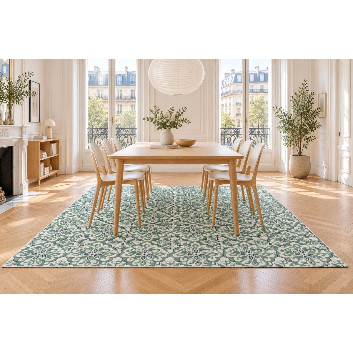 Tapis ethnique intérieur extérieur SINTRA vert naturel, AFK LIVING