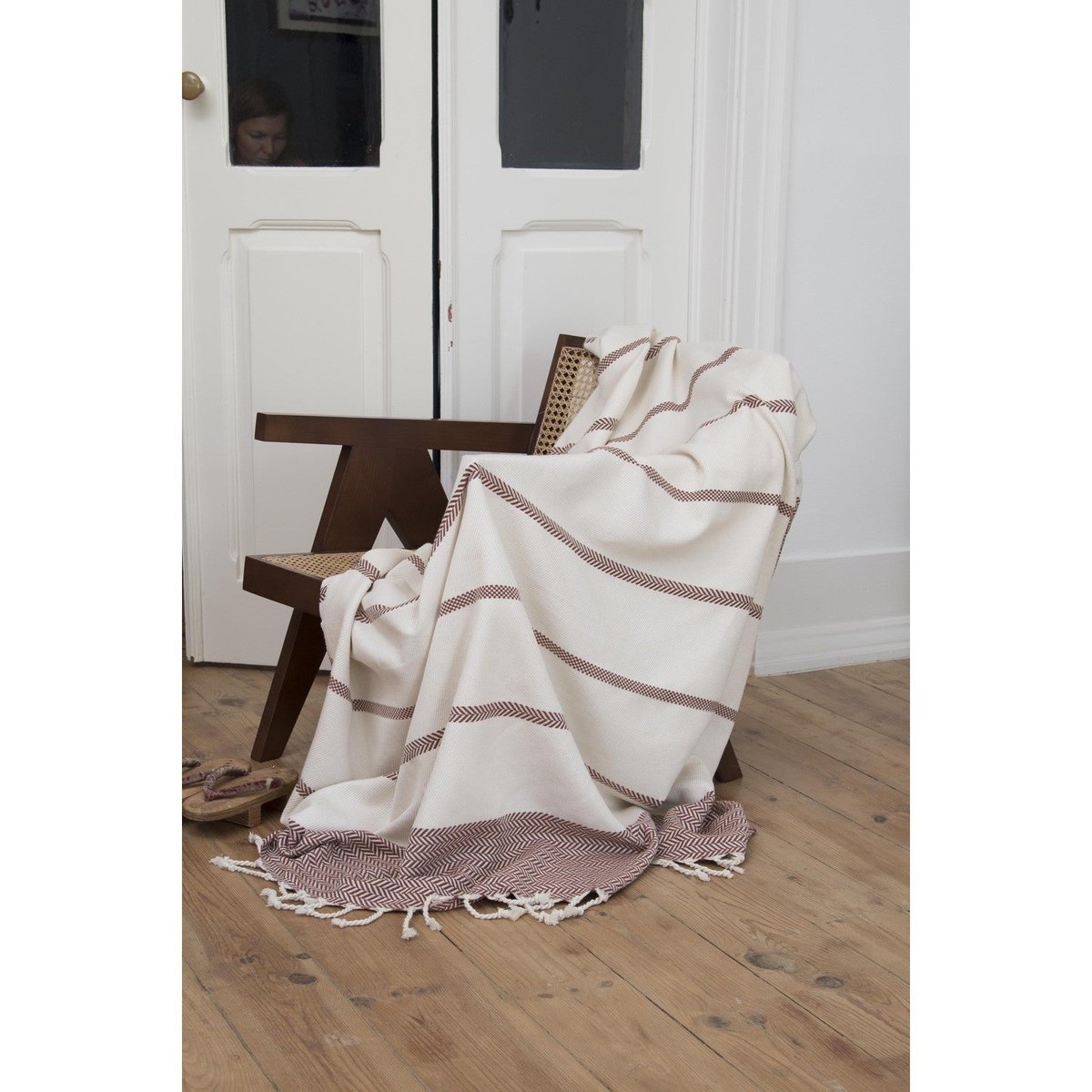 Plaid coton LIV rouge tomette, FEBRONIE