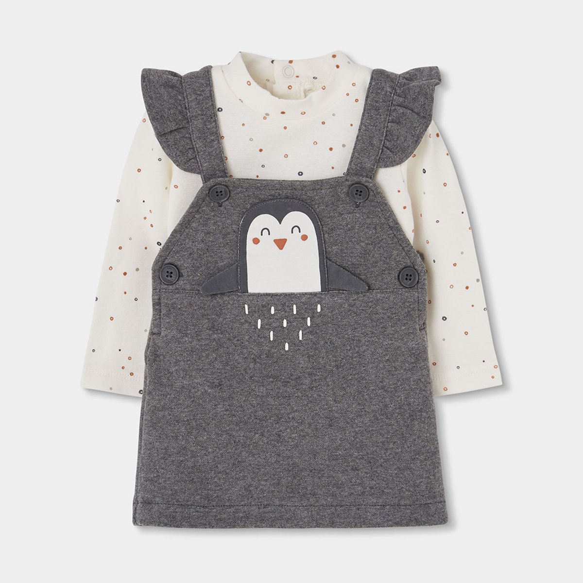 Ensemble bébé fille en maille avec pingouin gris, BOBOLI
