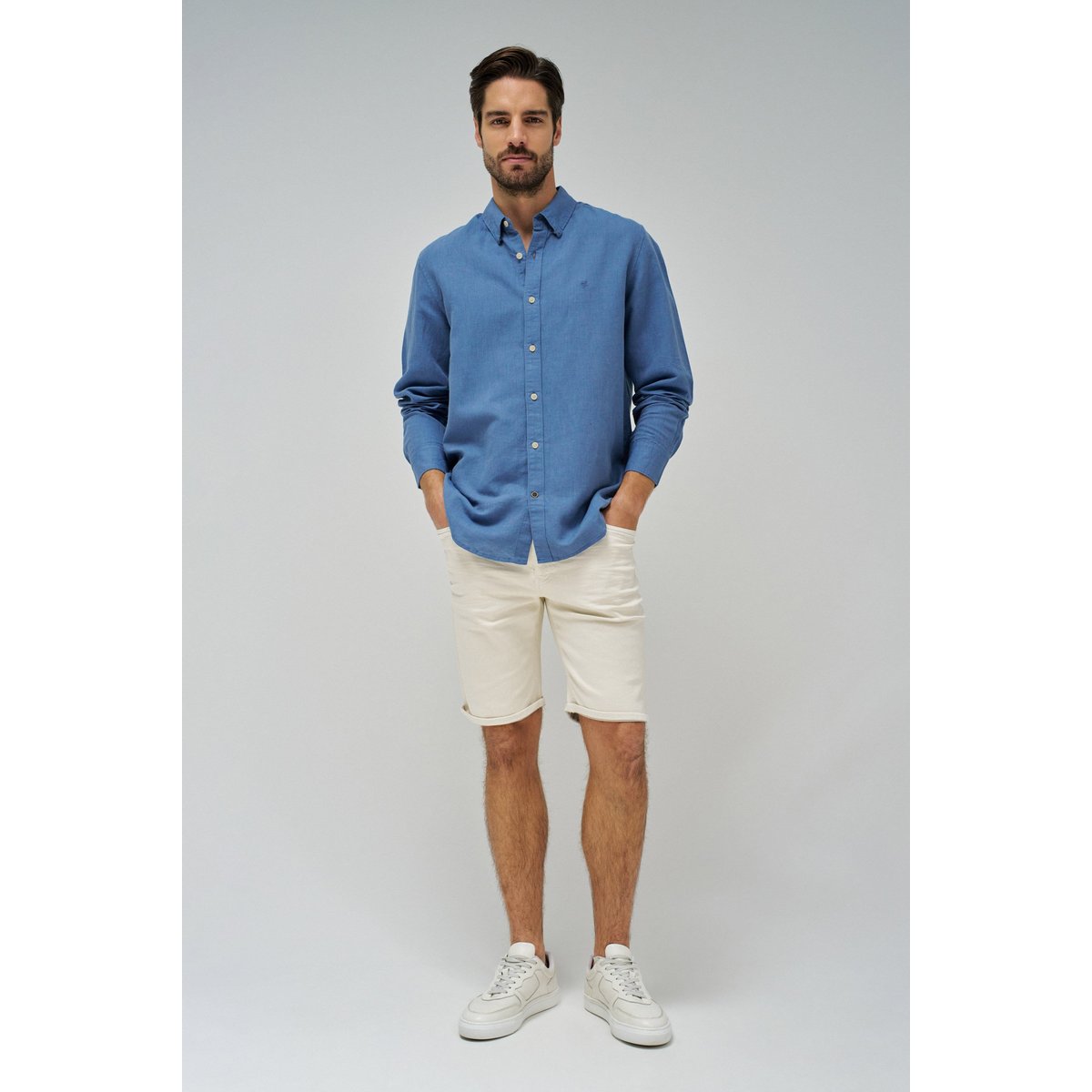 CHEMISE AVEC MÉLANGE DE LIN blanc, SALSA JEANS