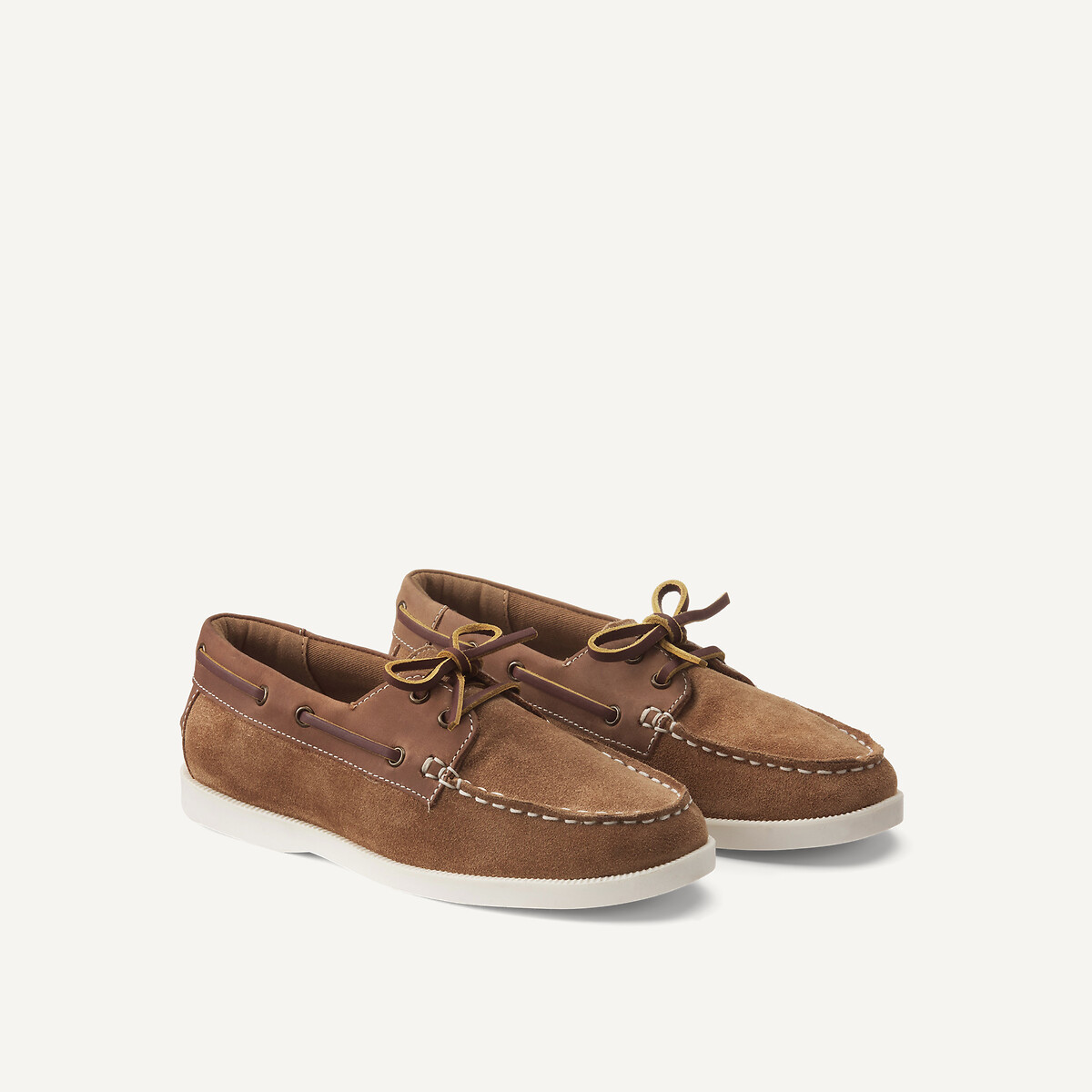 Mocassins bateau en cuir marron, LA REDOUTE COLLECTIONS