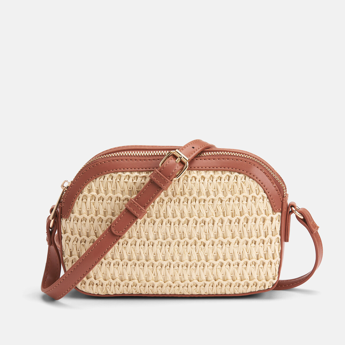 Gessa straw small shoulder bag beige, PIECES