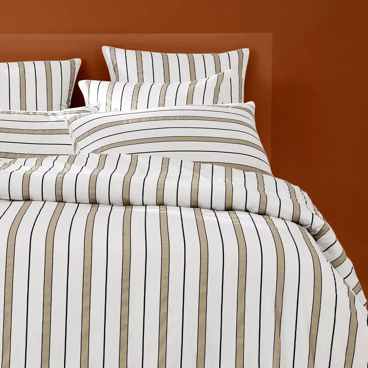 Parure de lit satin de coton MARTIGUES sable, GARNIER THIEBAUT