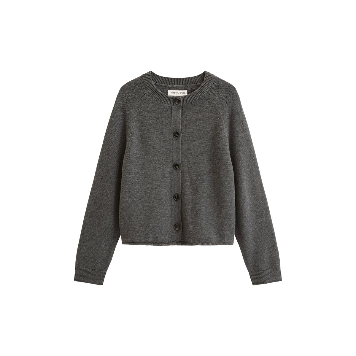 Cardigan coupe classique en coton biologique épais gris, MARC O'POLO